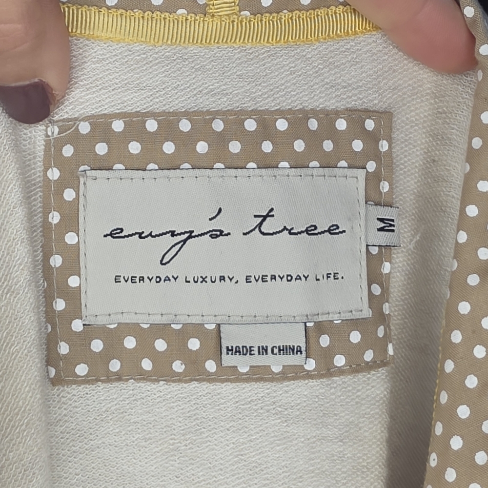 Evy's Tree Emma Ruffle Hoodie Long Sleeve Zip Front Heather Oatmeal Gold Coco M - Picture 5 of 7